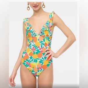 J crew fruit print bathing suit plus size 2x